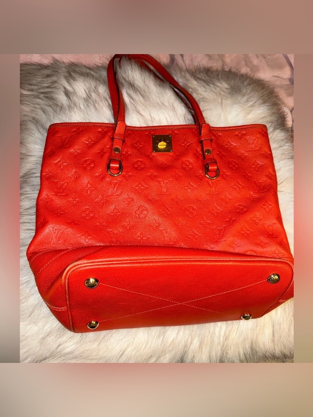 ❤️Authentic LOUIS VUITTON AH1142 Citadine PM Monogram Empreinte Tote Bag Red - Picture 2 of 16